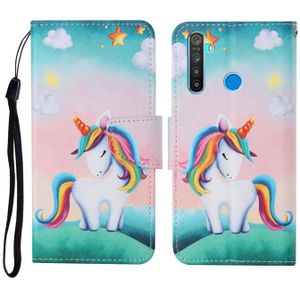 For OPPO Realme 5 Painted Pattern Horizontal Flip Leathe Case(Rainbow Unicorn)