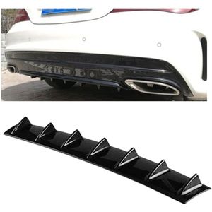 Universal Car Rear Bumper Lip Diffuser 7 Shark Fin Style Black ABS  Size: 85.3 x 79.8 x 13.4cm