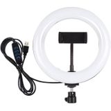 PULUZ 7.9 inch 20cm USB 3 Modes Dimmable Dual Color Temperature LED Curved Light Ring Vlogging Selfie Photography Video Lights with Phone Clamp(Black)