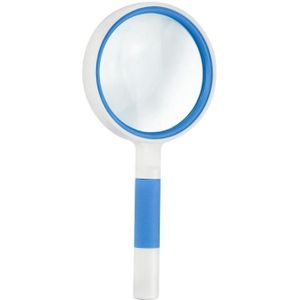 3 PCS Hand-Held Reading Magnifier Glass Lens Anti-Skid Handle Old Man Reading Repair Identification Magnifying Glass  Specification: 75mm 4 Times (Blue White)