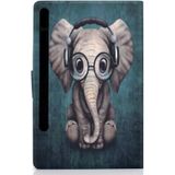 For Samsung Galaxy Tab S7 T870 Electric Pressed Left Right Flat Leather Case with Sleep Function Pen Cover & Card Slot & Holder(Elephant)