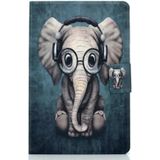 For Samsung Galaxy Tab S7 T870 Electric Pressed Left Right Flat Leather Case with Sleep Function Pen Cover & Card Slot & Holder(Elephant)