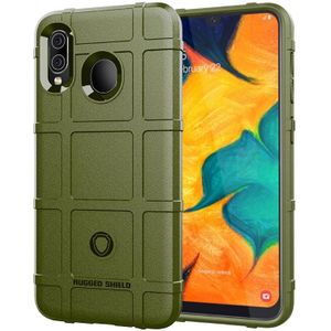 Schokbestendige ruige Shield volledige beschermende siliconen case voor de Galaxy A30 (Army Green)