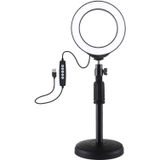 PULUZ 4.7 inch 12cm USB 10 Modes 8 Colors RGBW Dimmable LED Ring Vlogging Photography Video Lights + Round Base Desktop Mount with Cold Shoe Tripod Ball Head (Black)