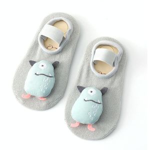 3 Pairs Baby Socks Cartoon Doll Anti-Slip Anti-Out Cotton Baby Floor Socks  Toyan Socks: S 0-1 Years Old(Gray Small Monster)