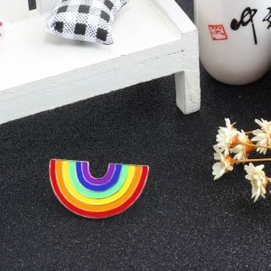 2 PCS Colorful Enamel Pin Brooches For Women Cartoon Creative Mini Rainbow Metal Brooch Pins Denim Hat Badge Collar Jewelry(Big Rainbow)
