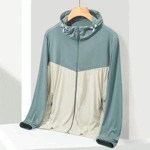 UPF40+ heren en dames zomer hoge elasticiteit ijszijde zonnebrandcrme kleding sportjas  maat: XXXL (lichtgroen-vrouwelijk)