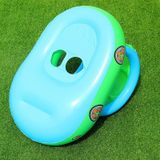 Sunshade and Sunscreen Baby Swimming Ring Car Boat Shape Inflatable Swimming Ring with Horn(Light Blue + Green)