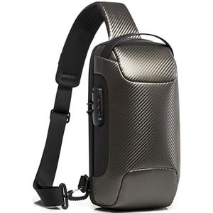 BANGE Men Fashion Chest Bag Carbon Brazing Dimensional Waterproof Messenger Bag(Golden)