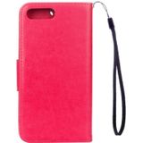 For iPhone 8 Plus & 7 Plus  Flowers Embossing Horizontal Flip Leather Case with Holder & Card Slots & Wallet & Lanyard(Magenta)