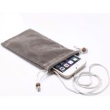 6.9 inch Universal Leisure Cotton Flock Cloth Carry Bag with Lanyard for iPhone 8 Plus  Galaxy S10+  Huawei Mate 20X  Xiaomi Max(Silver Grey)