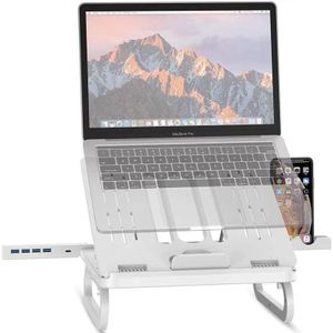 A23 Foldable Notebook Stand With 10-Speed Adjustment Computer Cooling Lifting Stand  Colour:  Detachable Accessories 3.0HUB (White)