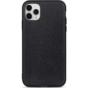 Voor iPhone 11 Pro Litchi Texture Genuine Leather Folding Protective Case (Zwart)