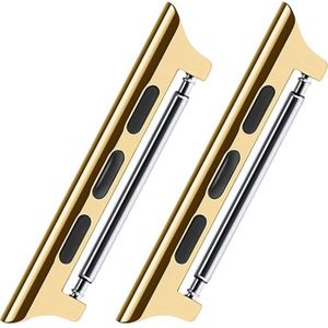 2 PCS Watchbands Stainless Steel Acoustic Ear Connector  Width: 22mm For Apple Watch Series 6 & SE & 5 & 4 40mm / 3 & 2 & 1 38mm(Gold)