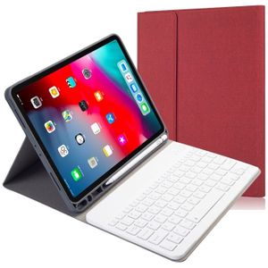 RK11 Cloth Texture Detachable Magnetic Bluetooth Keyboard Horizontal Flip Leather Case for iPad Pro 11 2020 / 2018 with Holder & Pen Slot(Red)