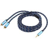 EMK 3.5mm Jack Male to 2 x RCA Male Gold Plated Connector Speaker Audio Cable  Cable Length:5m(Dark Blue)