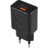 LZ-715 18W QC3.0 USB Single Port Fast Travel Charger  EU Plug(Black)