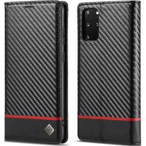 LC.IMEEKE Carbon Fiber PU + TPU Horizontal Flip Leather Case with Holder & Card Slot & Wallet For Samsung Galaxy S20 FE(Horizontal Black)