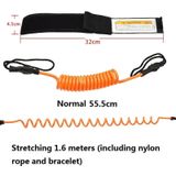 Surf Bodyboard Safety Hand Rope TPU Surfboard Paddle Towing Rope  The Length After Stretching: 1.6m(Black)