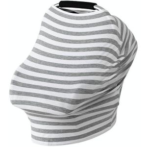 Multifunctional Cotton Nursing Towel Safety Seat Cushion Stroller Cover(Gray White Thick Stripes)
