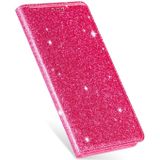 For Samsung Galaxy J6 (2018) / A8 (2018) Ultrathin Glitter Magnetic Horizontal Flip Leather Case with Holder & Card Slots(Rose Red)