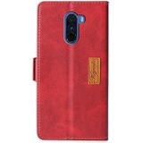 For Xiaomi Pocophone F1 Retro Texture Contrast Color Side Buckle Horizontal Flip Leather Case with Holder & Card Slots & Wallet(Red)