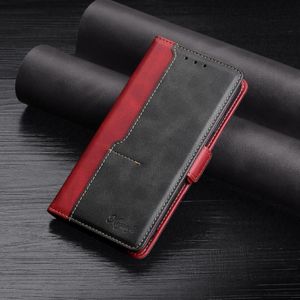 For Xiaomi Pocophone F1 Retro Texture Contrast Color Side Buckle Horizontal Flip Leather Case with Holder & Card Slots & Wallet(Red)
