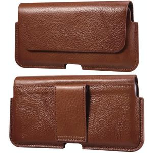 Universal Cow Leather Horizontal Mobile Phone Leather Case Waist Bag For 6.1 inch and Below Phones(Brown)