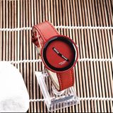 Simple Style Round Dial Matte Leather Strap Quartz Watch for Men / Women(Red)