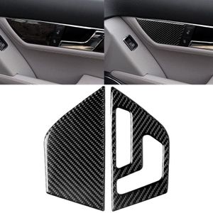 2 PCS Car Carbon Fiber Left Drive Seat Adjustment Panel Decorative Sticker for Mercedes-Benz W204 2007-2013