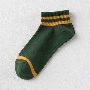 20 Pairs College Wind Striped Boat Socks Women Casual Cute Socks(Dark Green)