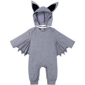 Autumn Bat Long Sleeve Jumpsuit Baby Halloween Costume with Hat  Height:70cm  Color:Grey