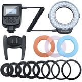 HD-130 Macro LED Ring Flash Light with 8 Different Sizes Adapter Ring (40.5 / 52 / 55 / 58 / 62 / 67 / 72 / 77mm)  & 3 x Color Diffuser