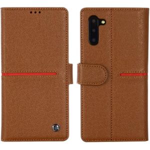 Voor Galaxy Note 10 GEBEI top-nerf leder horizontale Flip beschermende case met houder & kaartsleuven & portemonnee & fotolijstjes (bruin)