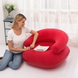 Inflatable Flocked Casual Lazy Couch Foldable Recliner U-shaped Base Sofa(Red)