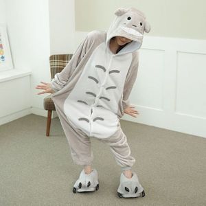 Adults Animal Pajamas Set Cartoon Women Men Winter Unisex Flannel Stitch Pajamas  Color:Totoro(M)