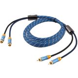 EMK 2 x RCA Male to 2 x RCA Male Gold Plated Connector Nylon Braid Coaxial Audio Cable for TV / Amplifier / Home Theater / DVD  Cable Length:3m(Dark Blue)