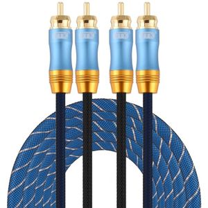 EMK 2 x RCA Male to 2 x RCA Male Gold Plated Connector Nylon Braid Coaxial Audio Cable for TV / Amplifier / Home Theater / DVD  Cable Length:3m(Dark Blue)