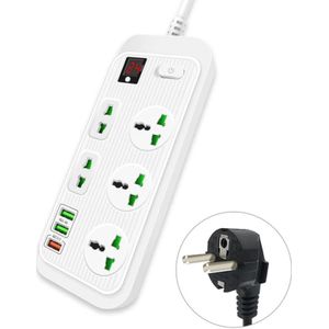 T17 3000W High-power 24-hour Smart Timing Socket QC3.0 USB Fast Charging Power Strip Socket  Cable Length: 2m  EU Plug(White)