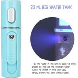 Facial Steamer Nano Steamer Handy  Face Moisture Sprayer Rechargeable Mini USB Charging(Light blue)