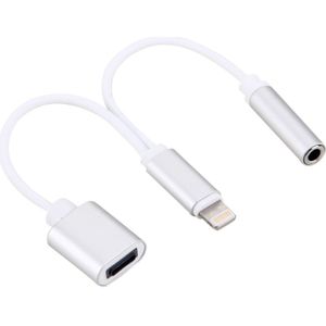 10cm 8 Pin Female & 3.5mm Audio Female to 8 Pin Male Charger Adapter Cable for iPhone 7 & 7 Plus  iPhone 6s & 6s Plus  iPhone 6 & 6 Plus  Support iOS 10.3.1(Silver)