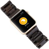 Wooden Replacement Wrist Strap Watchband For Apple Watch Series 6 & SE & 5 & 4 44mm / 3 & 2 & 1 42mm(Black Brown)