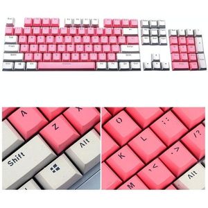 104-Keys Two-Color Mold Transparent PBT Keycap Mechanical Keyboard(Pink White)