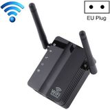 300Mbps Wireless-N Range Extender WiFi Repeater Signal Booster Network Router with 2 External Antenna  EU Plug(Black)