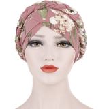 2 PCS Women Printed Brushed Milk Silk Turban Hat Short Pullover Hat  Size:One Size(Hide Powder)