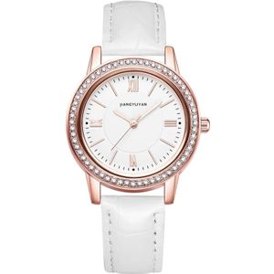 1665JIAYUYAN Fashion  Women Quartz Wrist Watch with PU Leather band and alloy watch case (White)