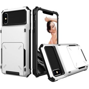 Schokbestendige TPU + PC beschermhoes voor iPhone X/XS  met kaartsleuf (wit)