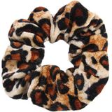 2 PCS Velvet Leopard Hair Ring Gold Velvet Headband Flannel Hair Band Hairball Hair Pocket Flower( Fine Leopard Print)