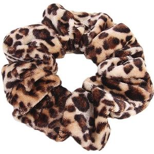 2 PCS Velvet Leopard Hair Ring Gold Velvet Headband Flannel Hair Band Hairball Hair Pocket Flower( Fine Leopard Print)