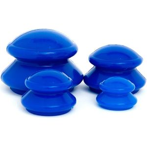 4 Cups / Set Health Care Body Massage Cupping Therapy Anti Cellulite Silicone Vacuum Cups (Blue)